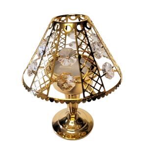 Millennium Lamp Figurine 24K Gold Plated Austrian Crystal USA Made *FLAW*